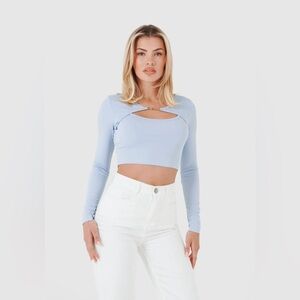 Sixth June Paris Jewel Opening Light Blue Crop Top New Women’s XS